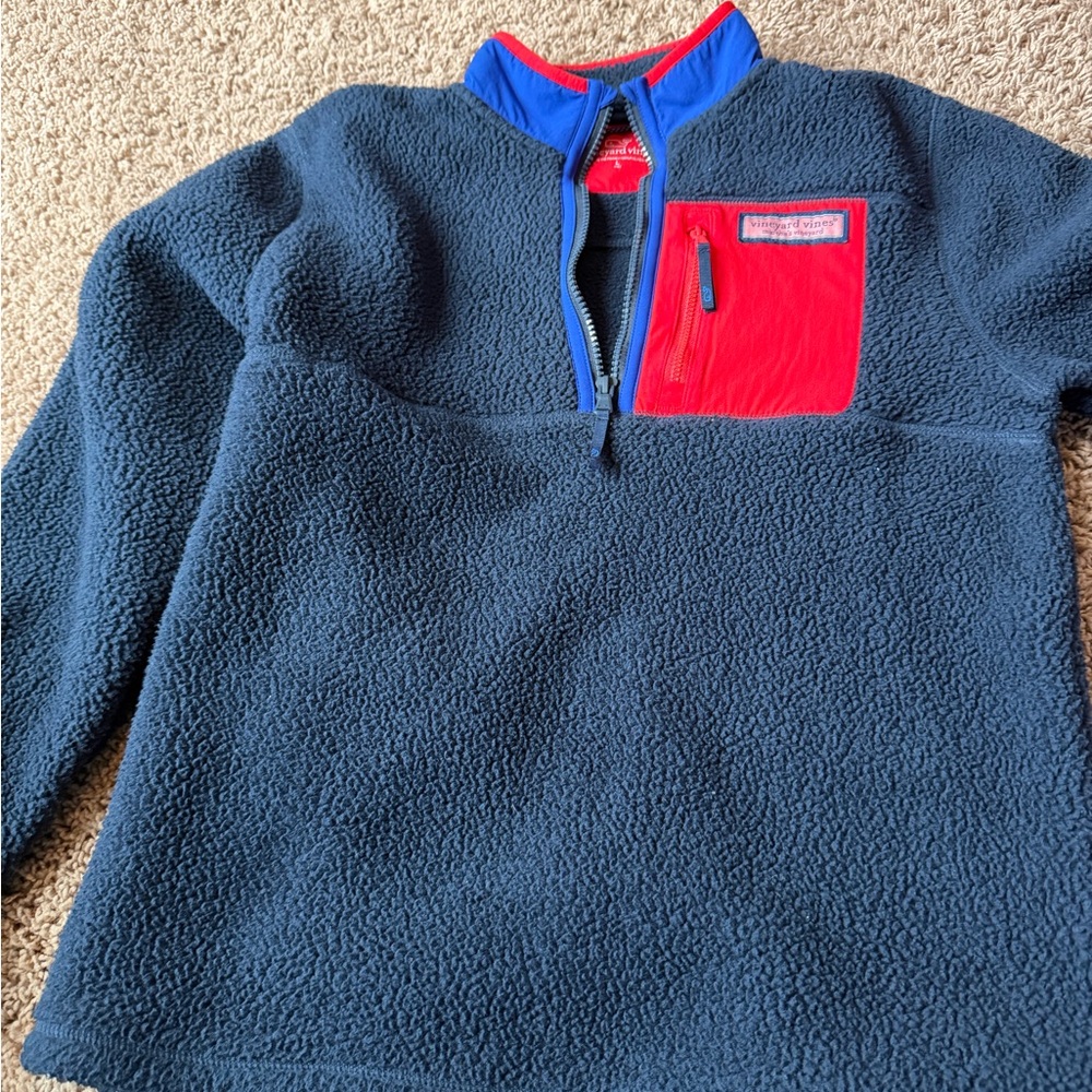 Vineyard Vines Fleece Pullover - Blue and Red